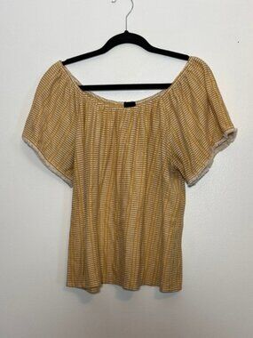 W5 Mustard Cream Textured Short Sleeve Top Size XL